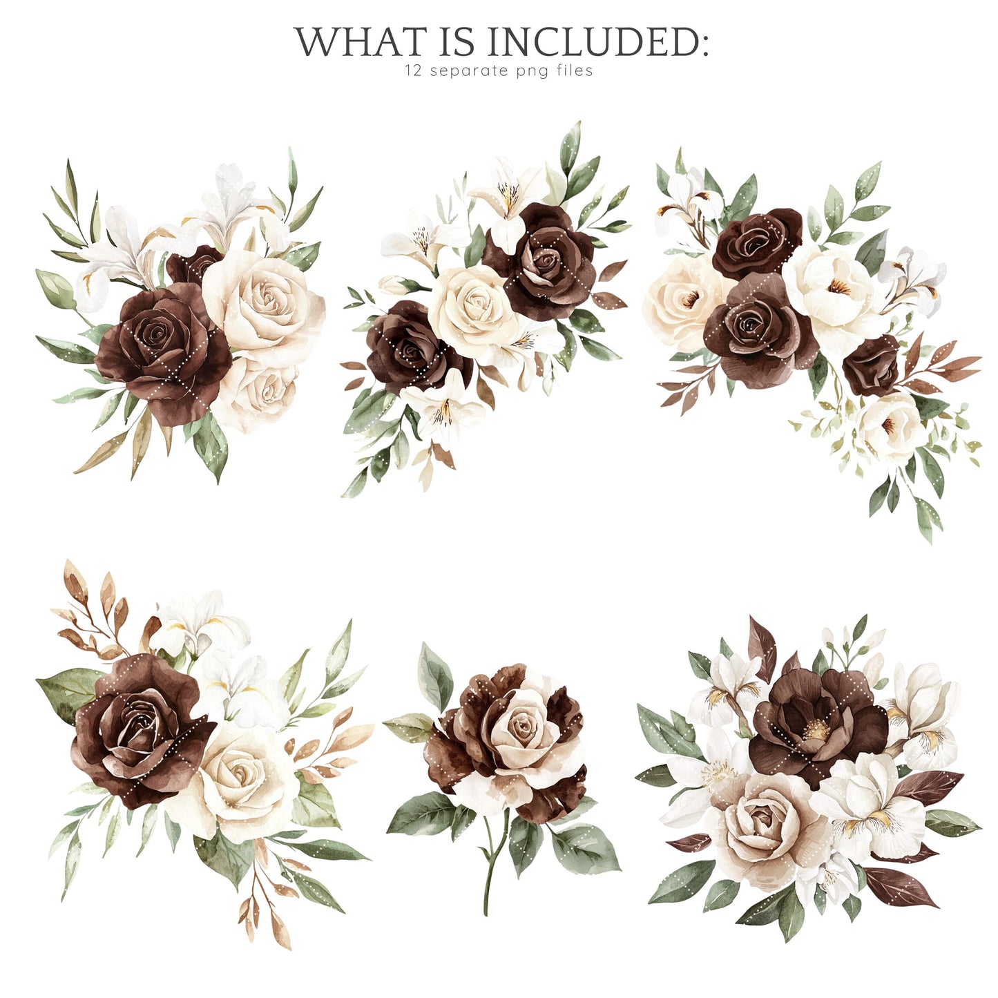 Chocolate Milk - Floral Arrangement Clipart, Elegant Bouquets, Boho | 12 PNG