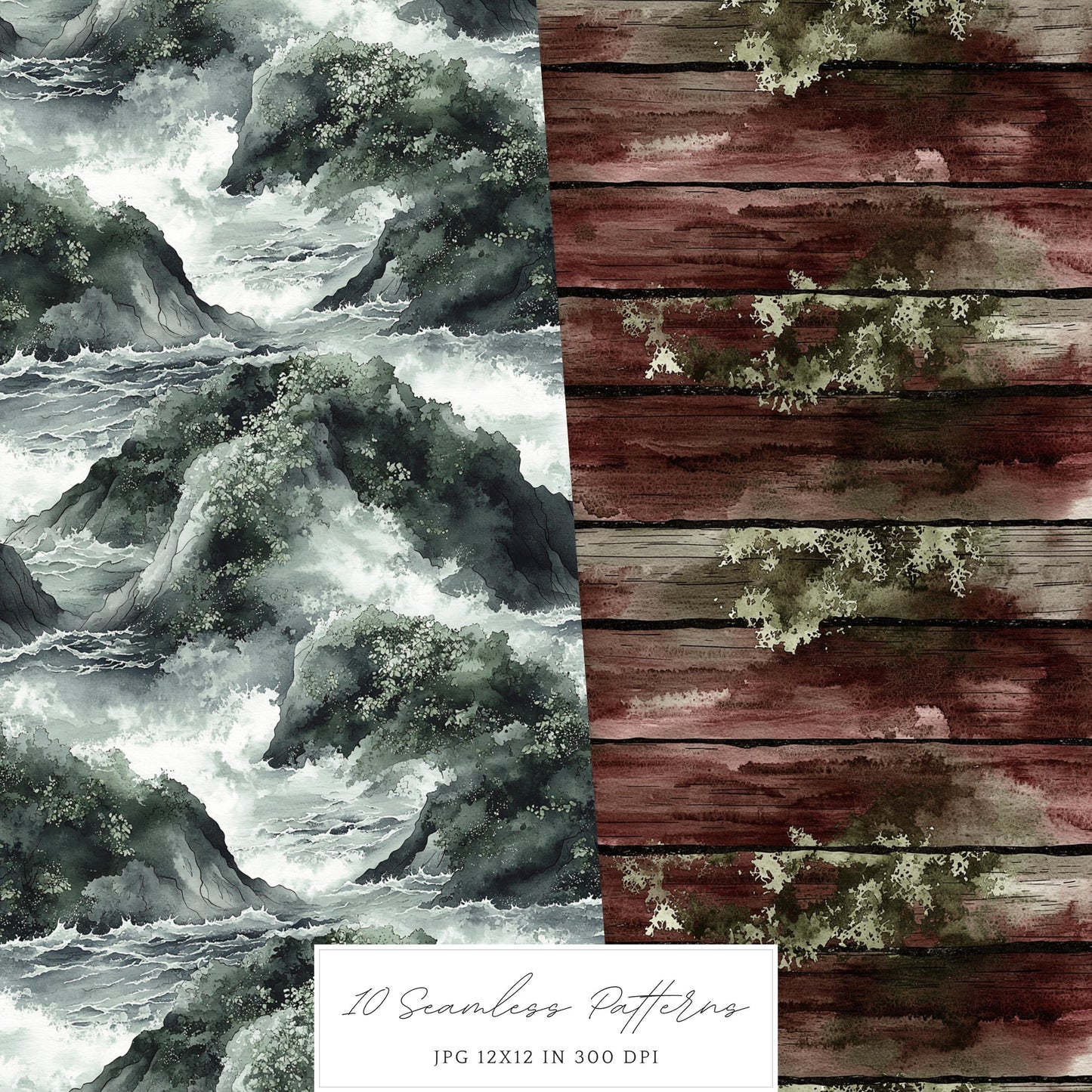 Early Spring - Seamless Patterns, Moody Pattern, Snowdrops | 10 JPEG