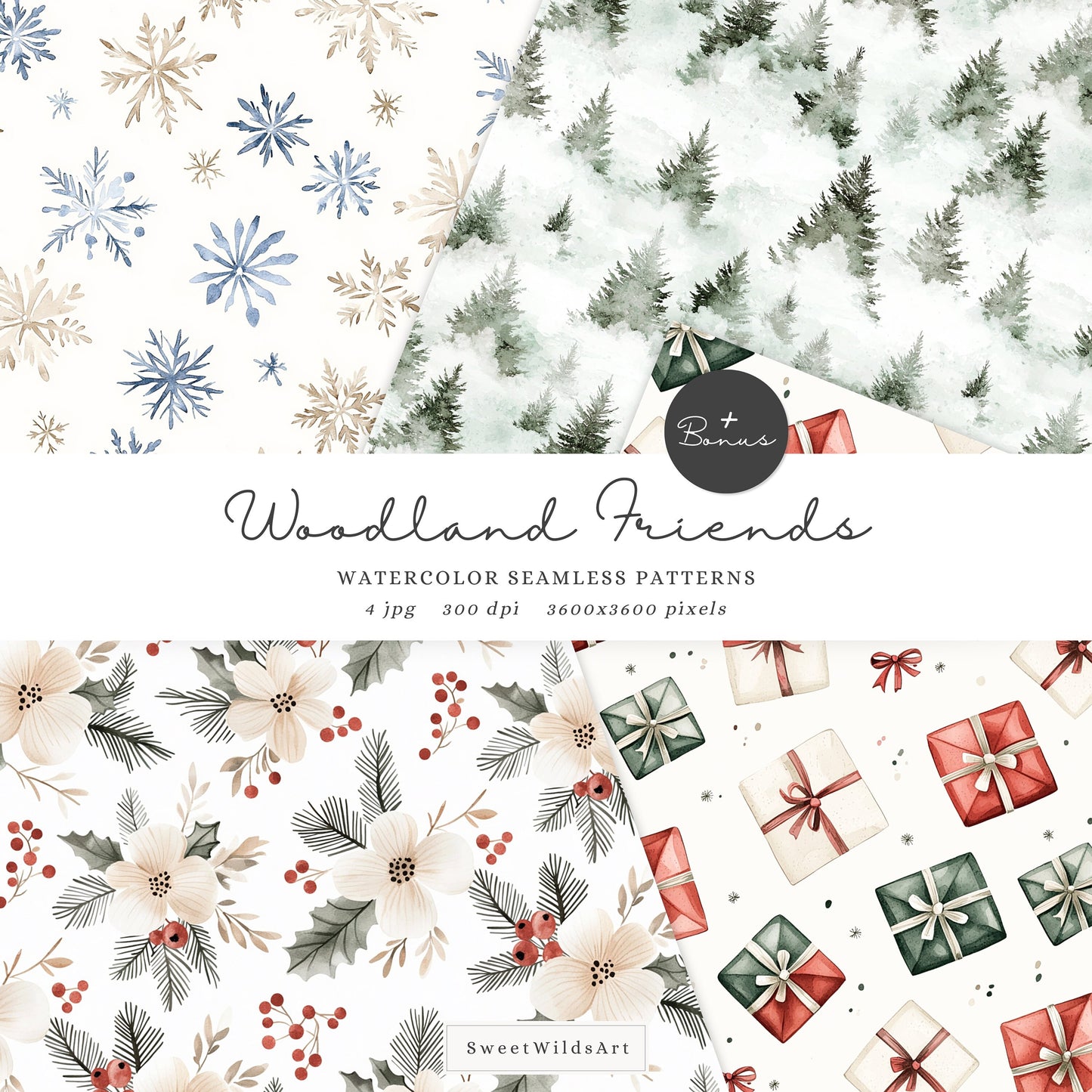 Woodland Friends - Cute Xmas Animals, Christmas Babies Clipart, Winter | 36 PNG