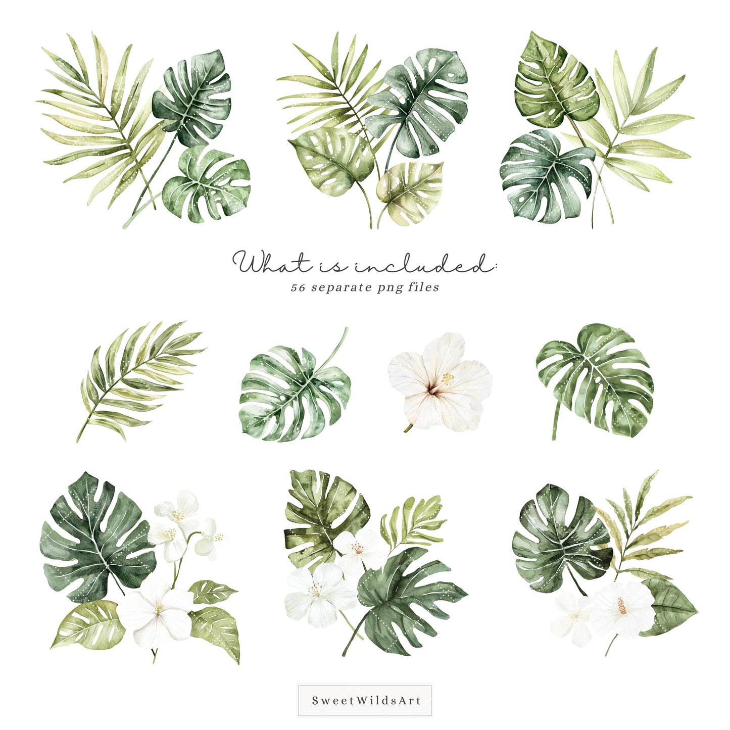 Safari Friends - Cute Animals Clipart, Baby Shower, Nursery, Boho Tropical | 56 PNG