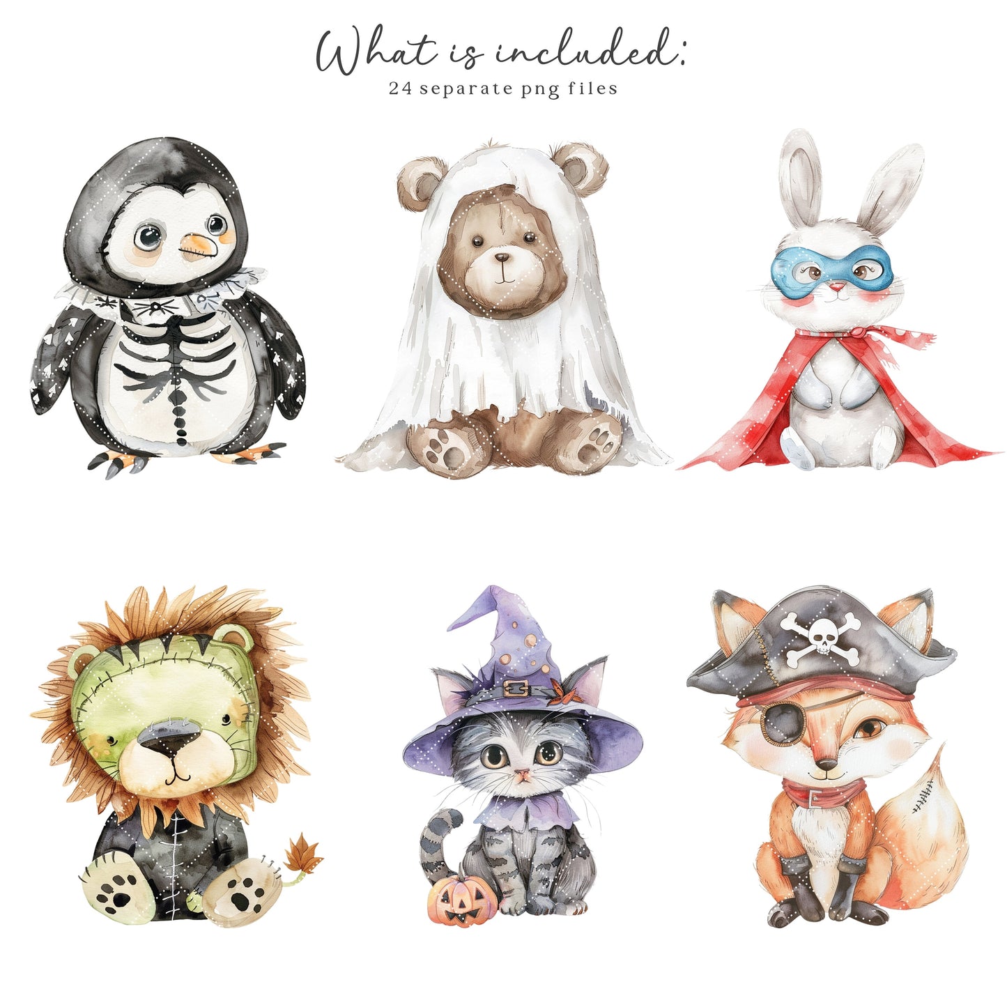 Halloween Paws - Cute Animals, Spooky Clipart, Halloween Costumes, Kids | 24 PNG