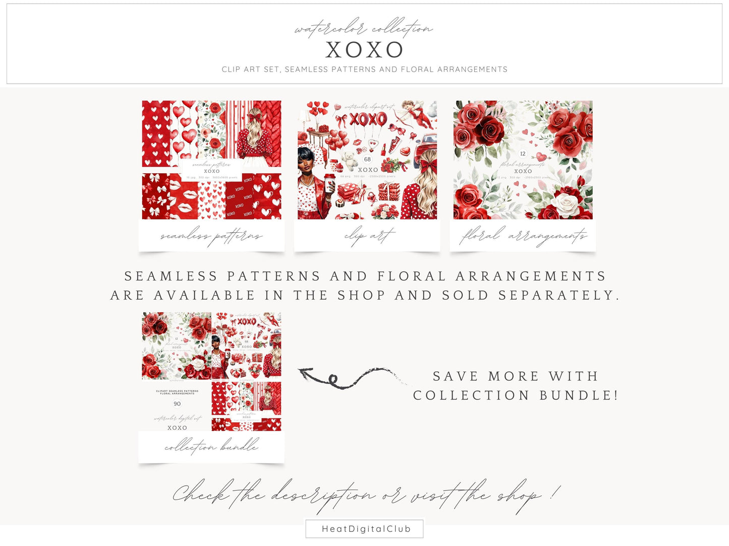 XOXO - Valentines Day Clipart, Romantic, Love, Balloons | 68 PNG