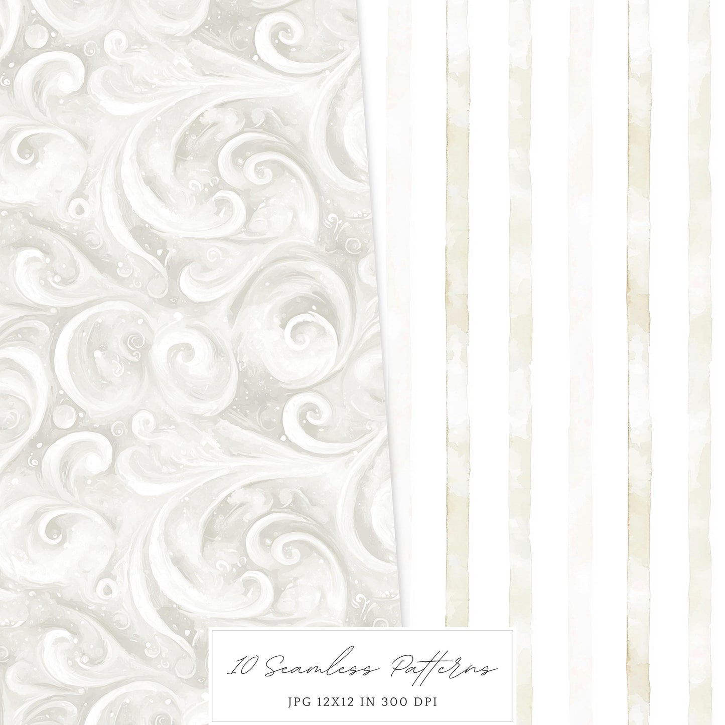 Vanilla Winter - Seamless Patterns, Cozy, Snowflakes | 10 JPEG