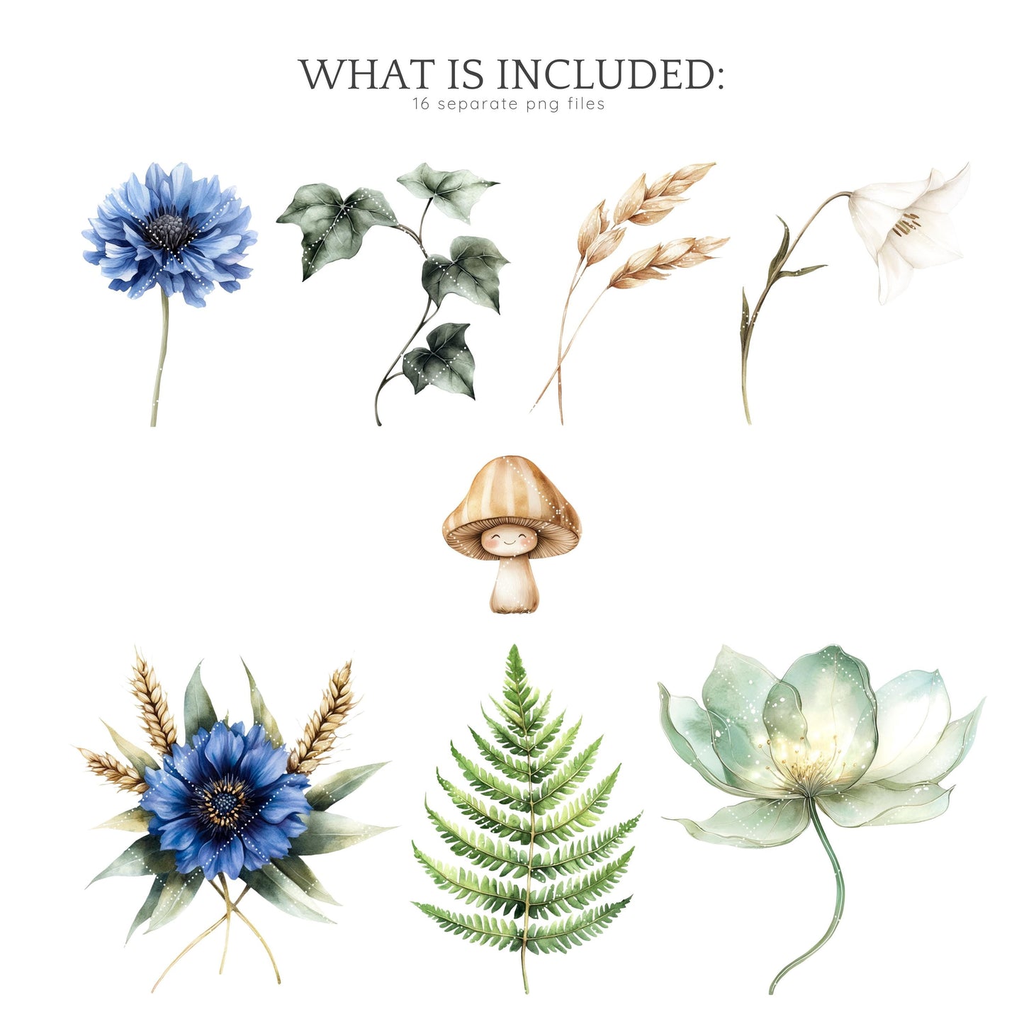 Magic Class - Floral Arrangements, Botanical Witchy Fantasy Clipart | 16 PNG