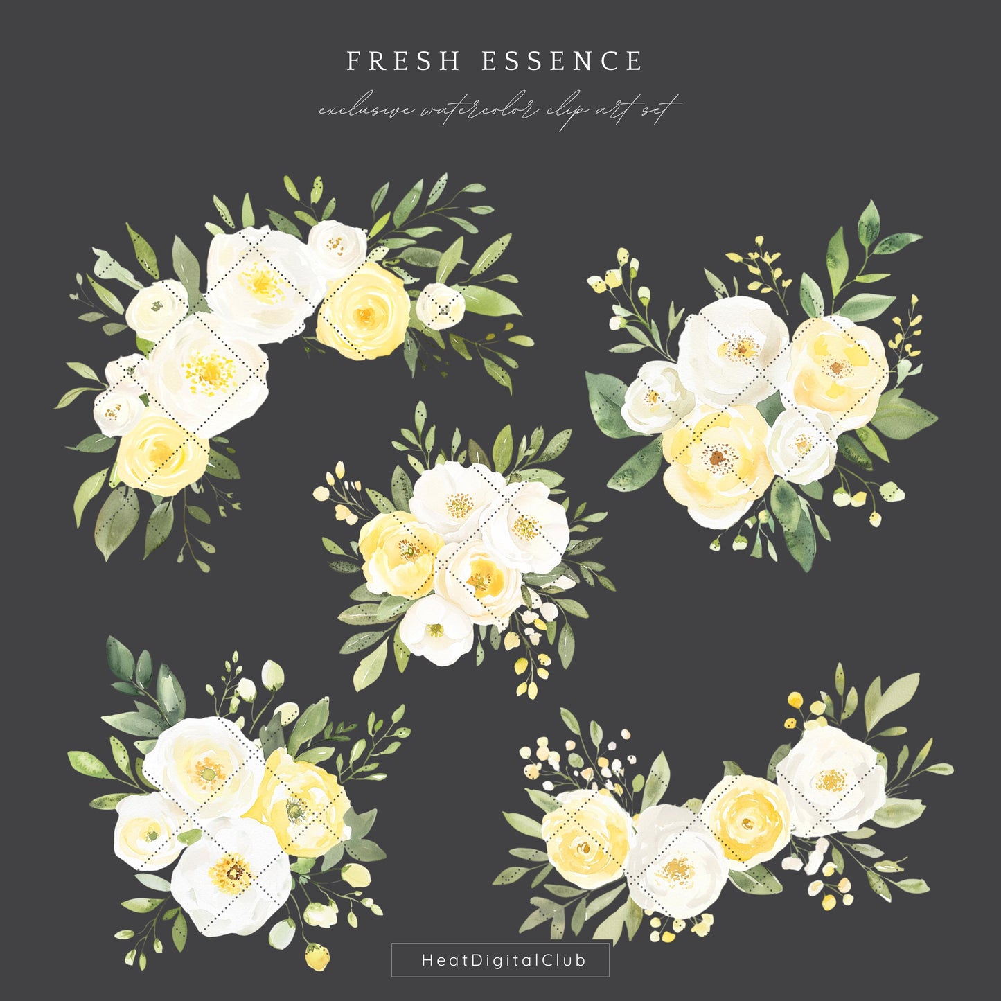 Fresh Essence - Floral Arrangements Clipart, Spring Flowers | 12 PNG