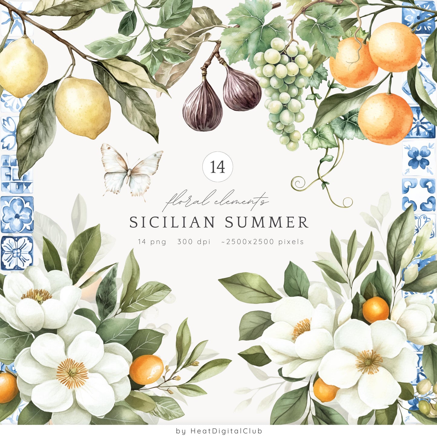 Sicilian Summer -Collection Bundle, Mediterranean Vacation, Italian | 79 PNG/JPEG