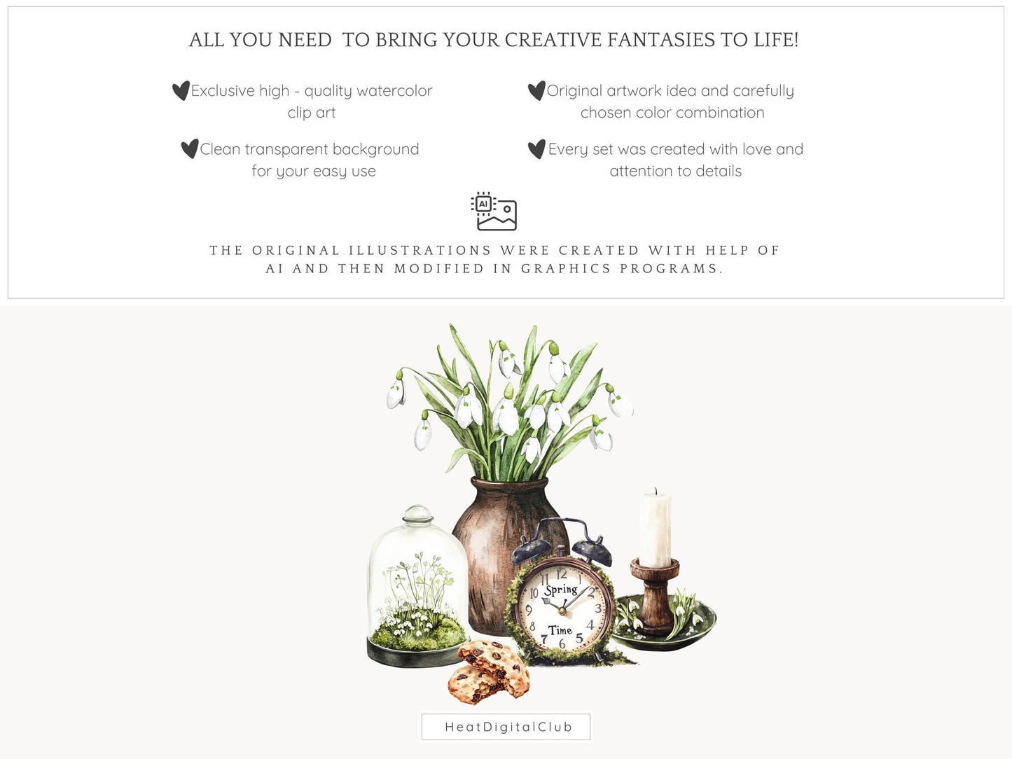 Early Spring - Clipart, Gloomy Cozy, Moody Cute Spring | 50 PNG