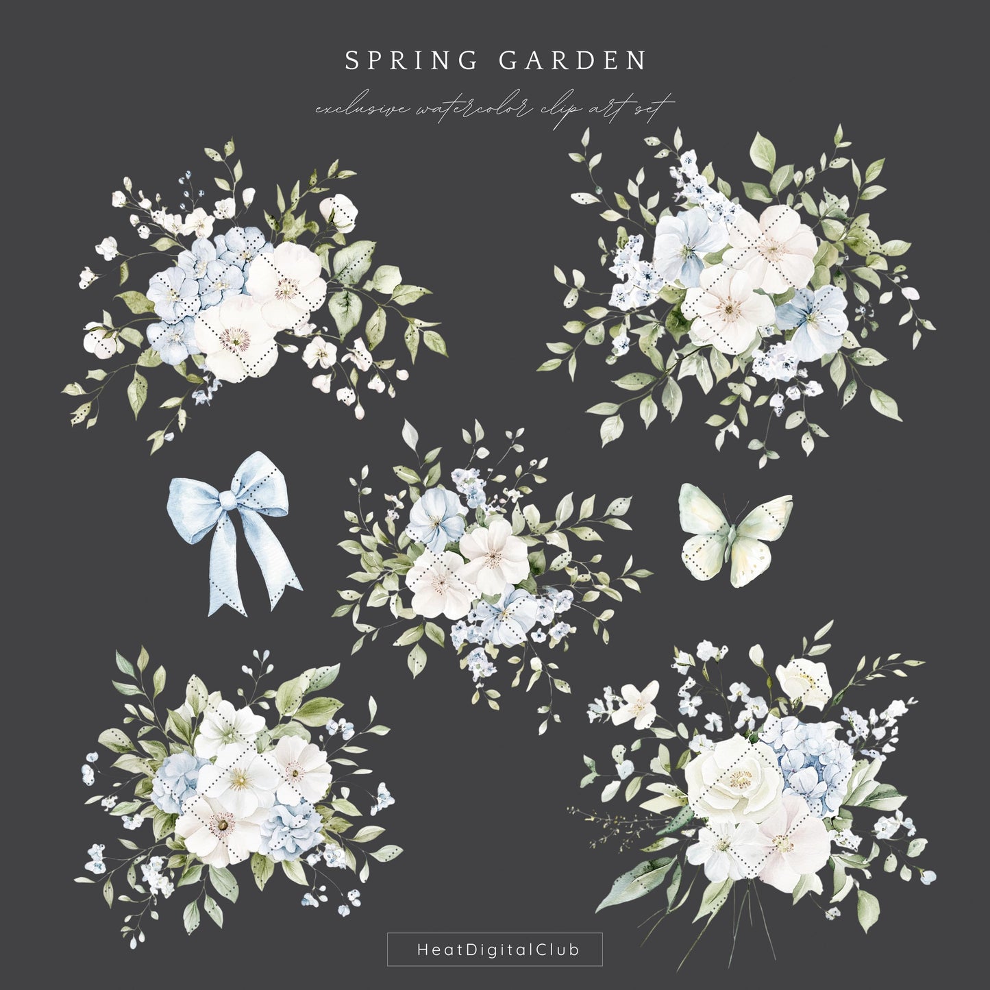 Spring Garden - Floral Arrangements Clipart, Gentle Flowers | 12 PNG