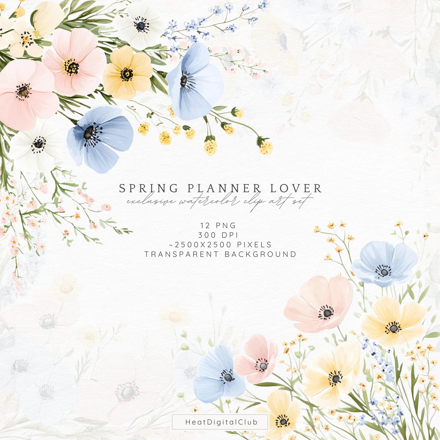 Spring Planner Lover - Floral Arrangements, Pastel Flowers | 12 PNG