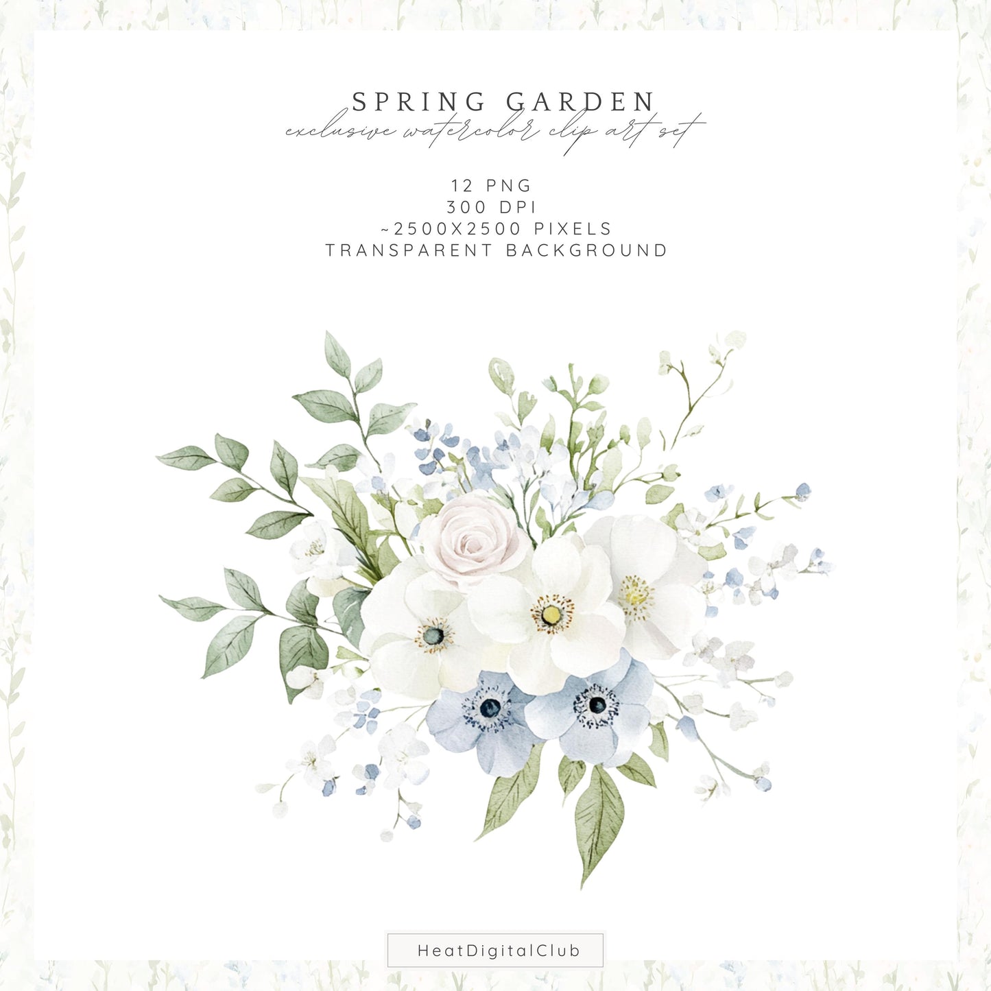 Spring Garden - Floral Arrangements Clipart, Gentle Flowers | 12 PNG