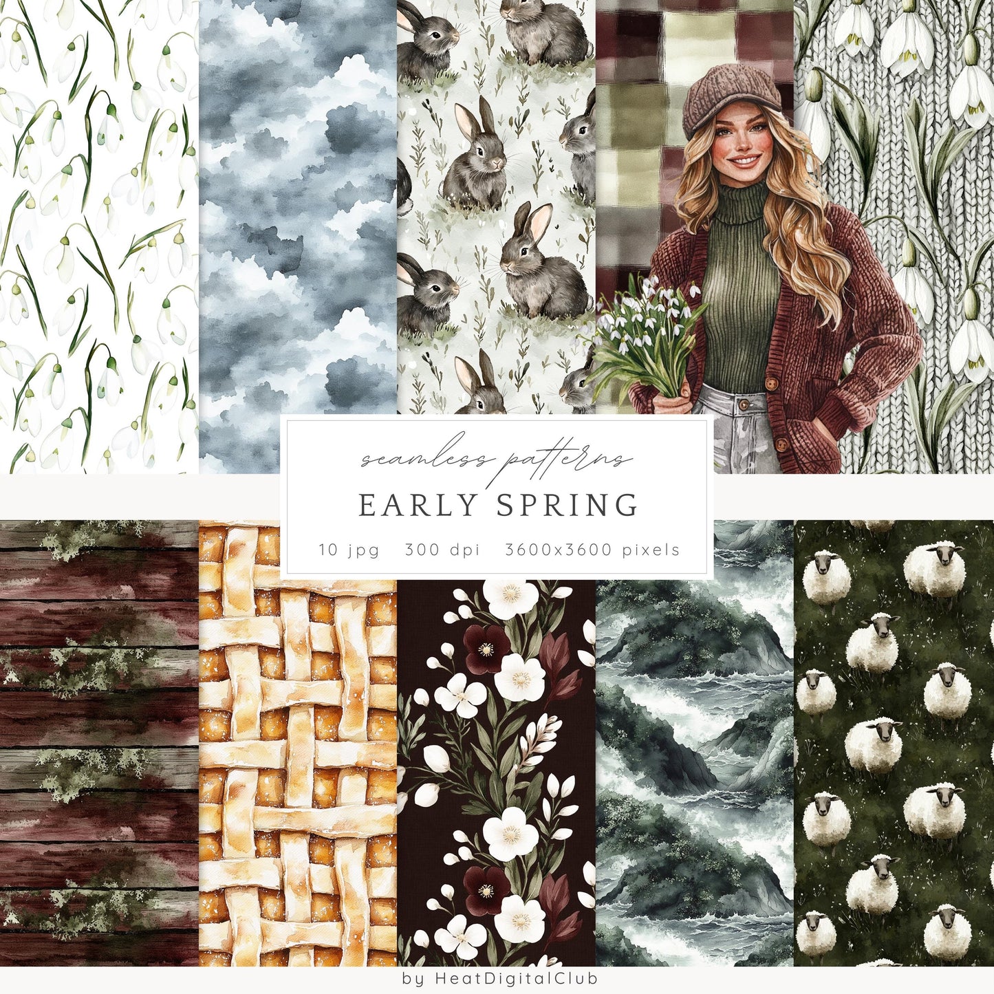 Early Spring - Collection Bundle, Gloomy Cozy Clipart | 72 PNG/JPEG