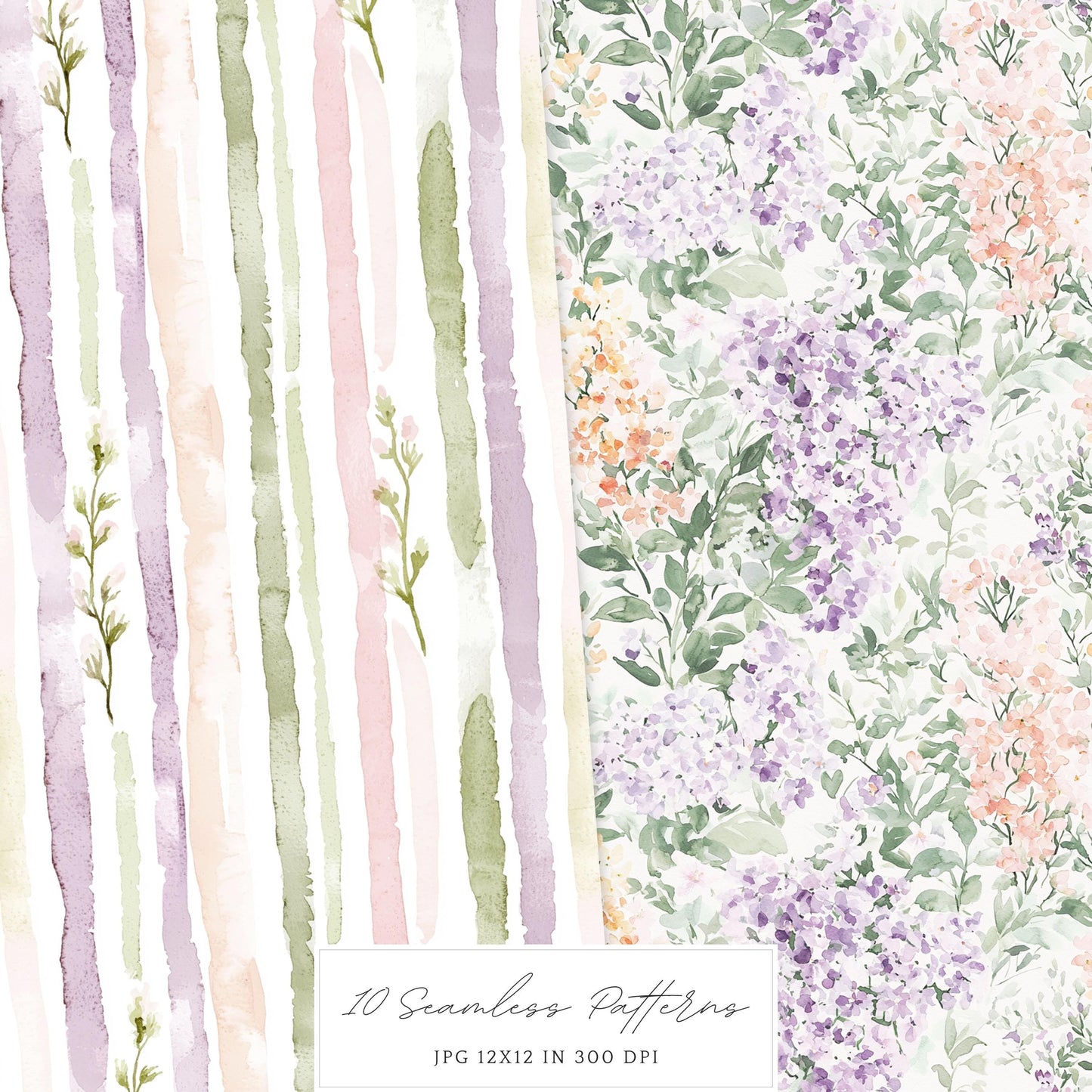 Modern Rapunzel - Seamless Patterns, Fantasy,  Flowers | 10 JPEG