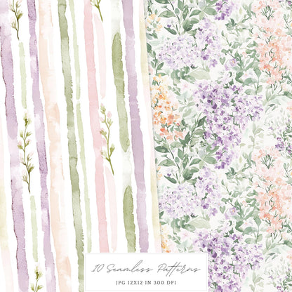 Modern Rapunzel - Seamless Patterns, Fantasy,  Flowers | 10 JPEG