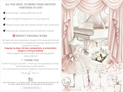 Ballet Grace - Pink Ballerina Clipart Set | 67 PNG