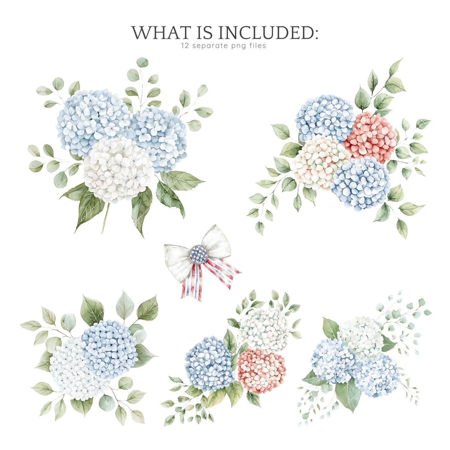 Hello July - Floral Arrangements, Patriotic bouquet, Independence Day | 12 JPEG