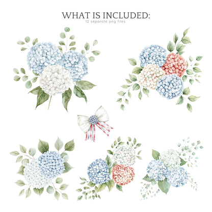 Hello July - Floral Arrangements, Patriotic bouquet, Independence Day | 12 JPEG