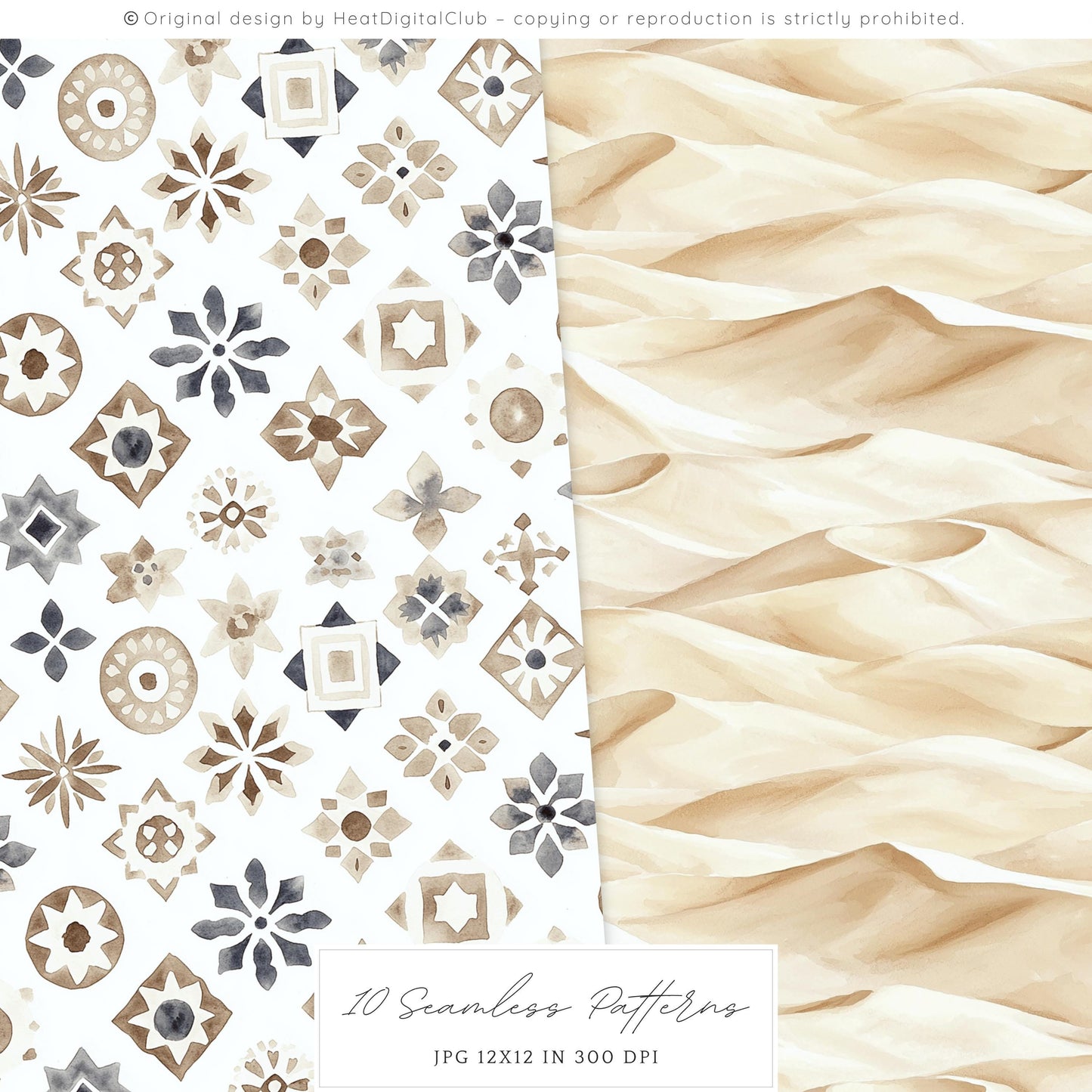 Morocco Sirit – Seamless Patterns, Moroccan Tile, Camel | 10 JPEG