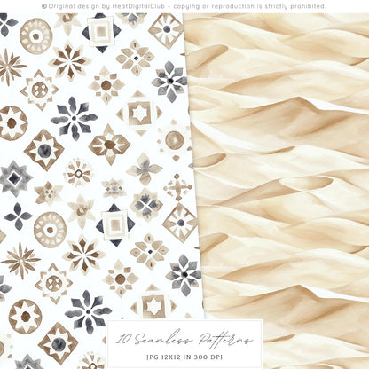 Morocco Sirit – Seamless Patterns, Moroccan Tile, Camel | 10 JPEG