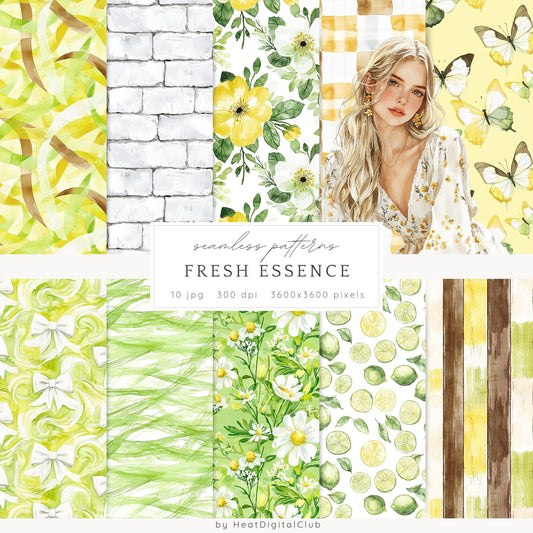 Fresh Essence - Seamless Patterns, Floral, Spring | 10 JPEG
