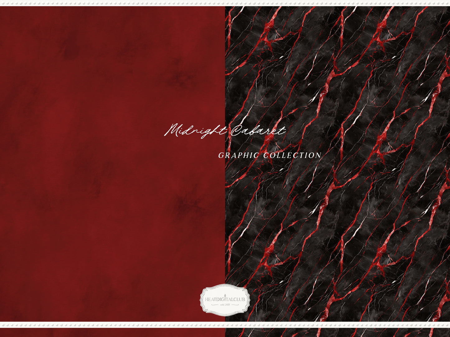 Midnight Cabaret - Gothic Halloween Seamless Patterns, Black Red Watercolor Collection | 14 JPEG