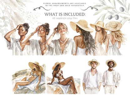 Ocean Breath - Neutral Summer Beach Clipart, Coastal Vacation | 60 PNG