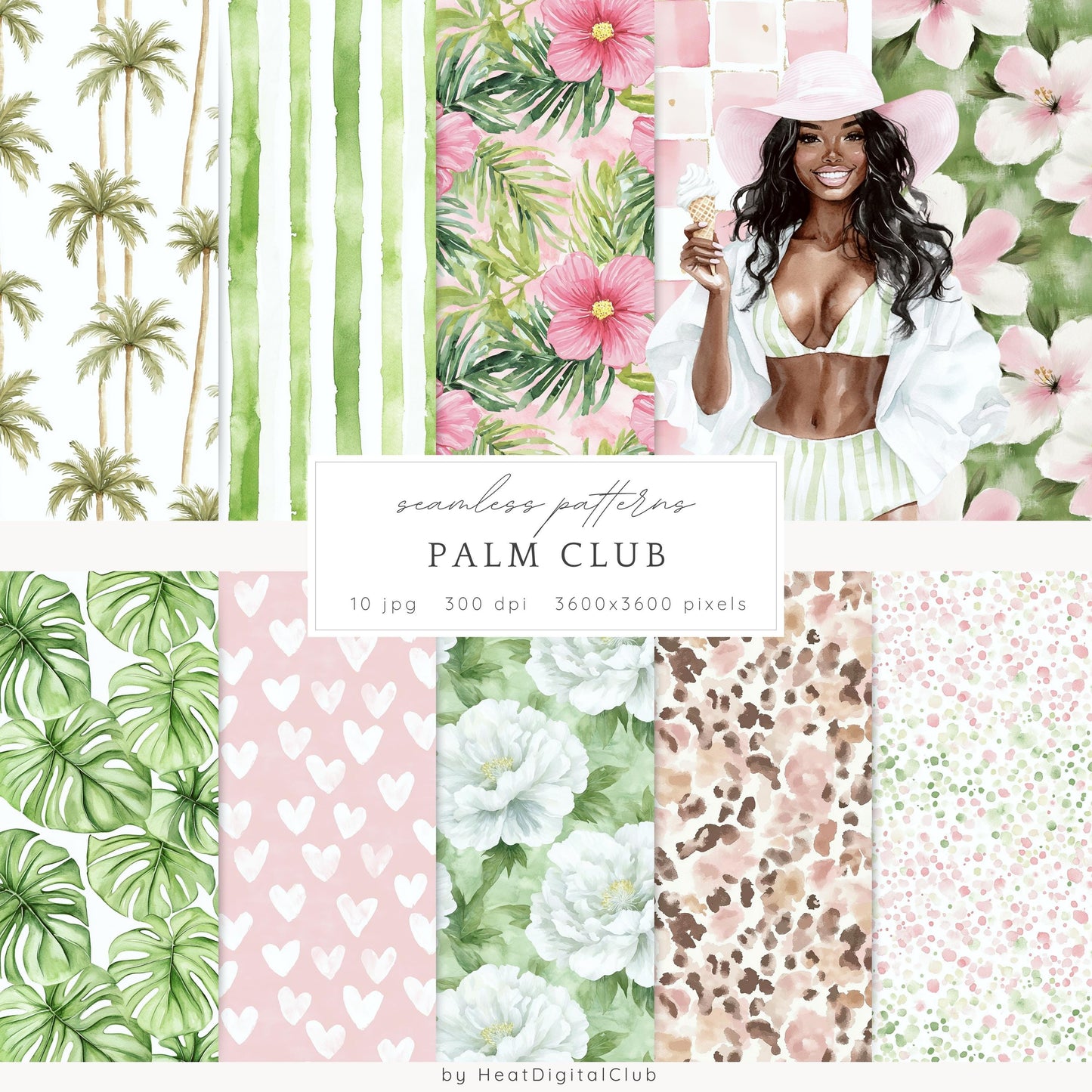 Palm Club - Collection BundleClipart, Beach Vacation | 82 PNG/JPEG