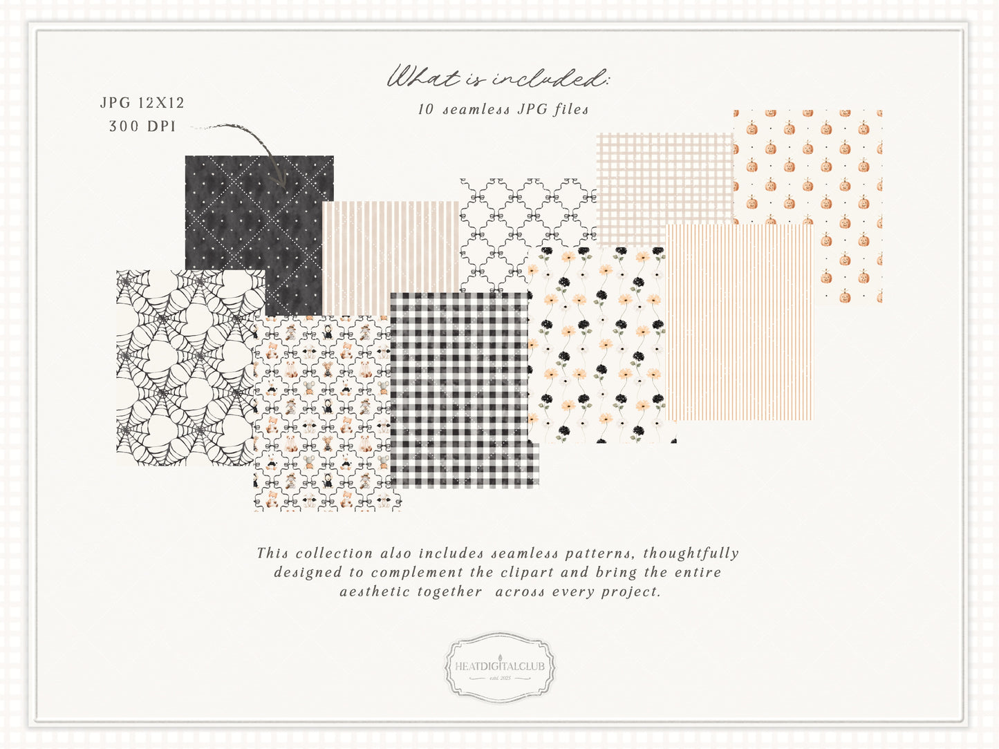 Haunted Atelier - Watercolor Halloween Clipart, Neutral Spooky PNG & Seamless Patterns | 95 PNG/JPEG