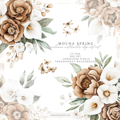 Mocha Spring - Floral Arrangements, Gentle Calla Lillies | 12 PNG