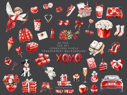 XOXO - Valentines Day Clipart, Romantic, Love, Balloons | 68 PNG