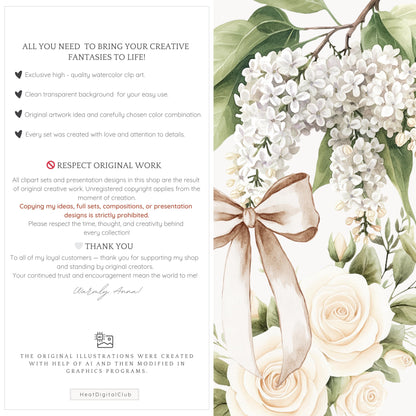 Summer Château - White Cream Roses Floral Arrangements | 14 PNG