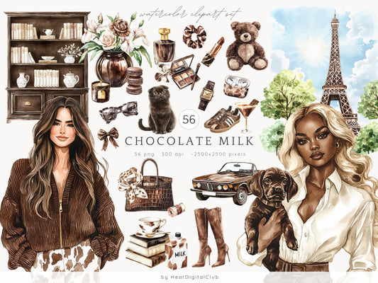 Chocolate Milk - Lifestyle Clipart, Paris, Luxury, Old Money | 56 PNG