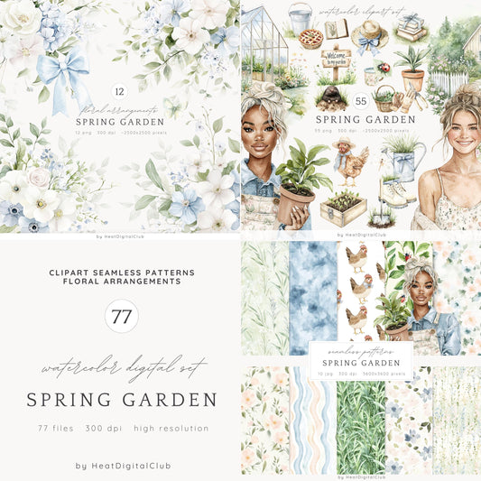 Spring Garden - Collection Bundle, Cottage Summer, Cozy | 77 PNG/JPEG