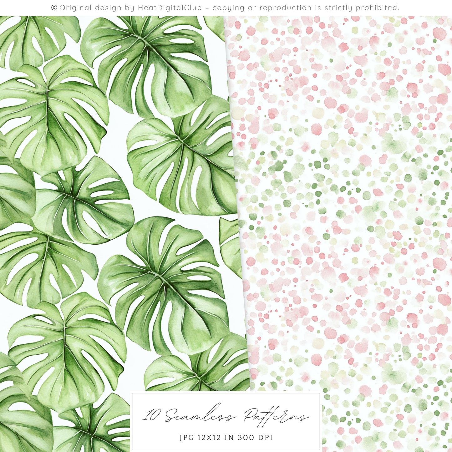 Palm Club - Seamless Palm Leaves Pattern, Tropical Summer | 10 JPEG