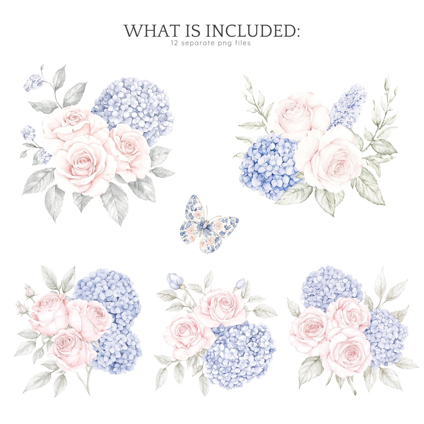 Tender Love - Valentines Day Floral Arrangements, Pink Roses, Grandmillennial | 12 PNG