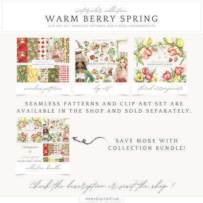 Warm Berry Spring - Floral Arrangements Clipart, Tulips Flowers | 12 PNG
