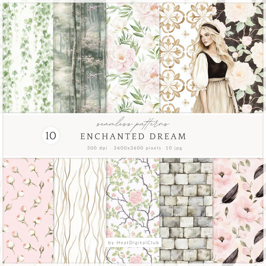 Enchanted Dream - Rose Patterns, Castle Texture | 10 JPEG