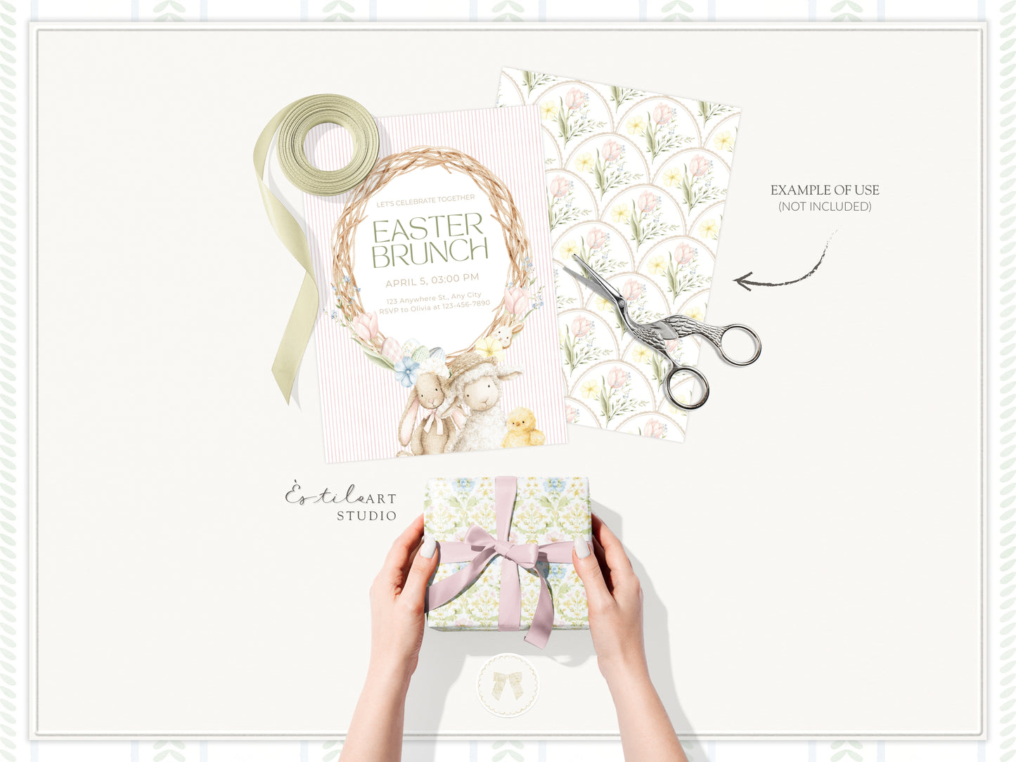 Easter Atelier - Clipart Set, Heirloom Nursery Easter, Plush Bunny Toys, Pastel Eggs | 117 PNG/JPEG