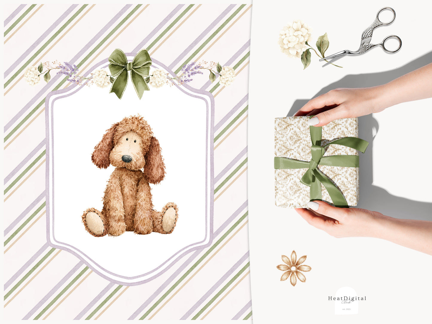 Gentle Atelier - Heirloom Baby Toys, Vintage Nursery Clipart, Neutral Baby Shower, English Spring | 104 PNG/JPEG