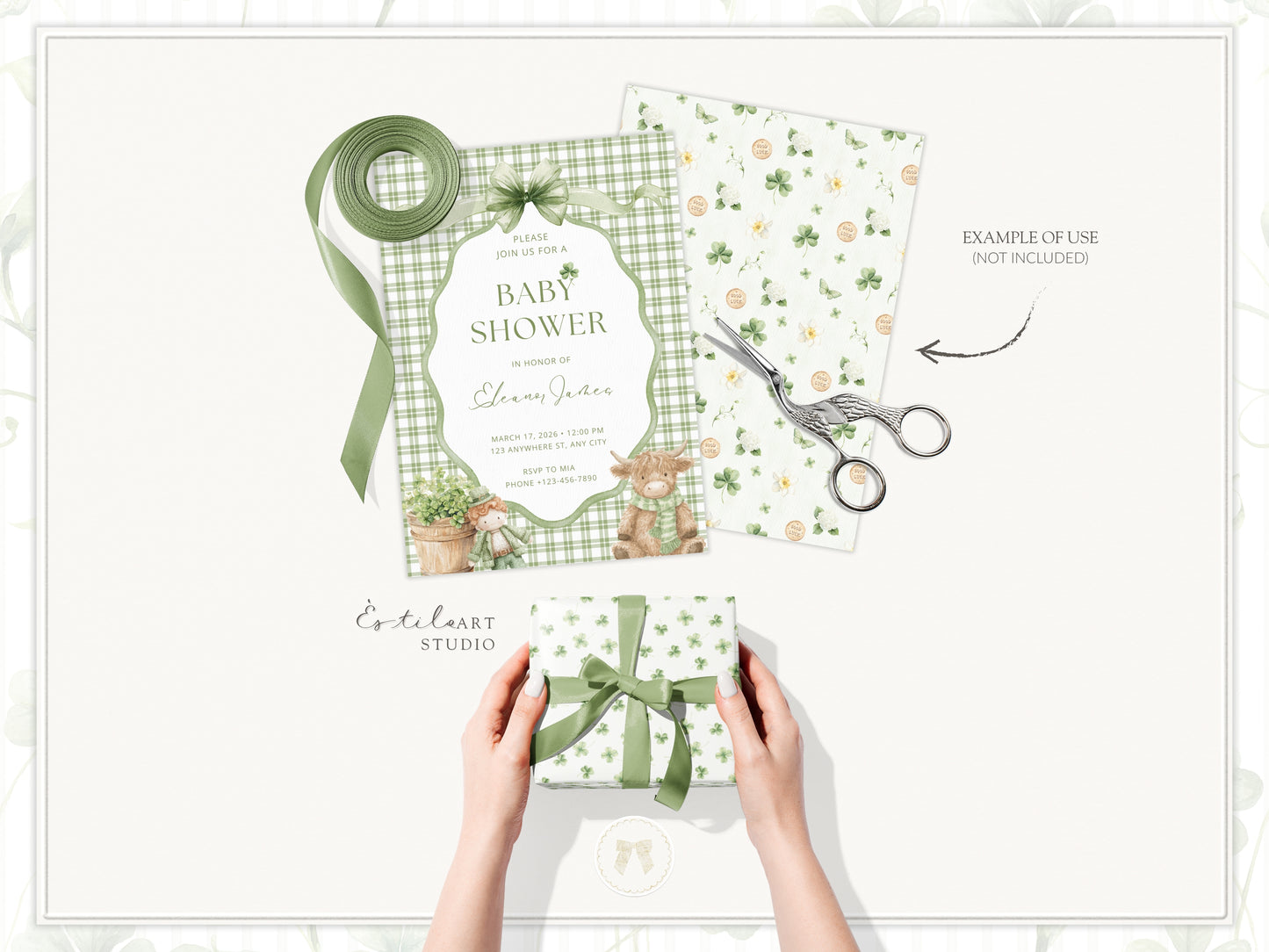 Lucky Atelier - Clipart, St Patrick’s Day Nursery, Irish Baby Toys, Clover, Green Vintage Children | 100 PNG/JPEG