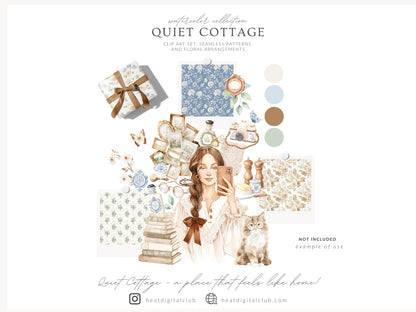Quiet Cottage - Clipart, French Country Cottagecore, Rustic Vintage Aesthetic | 70 PNG