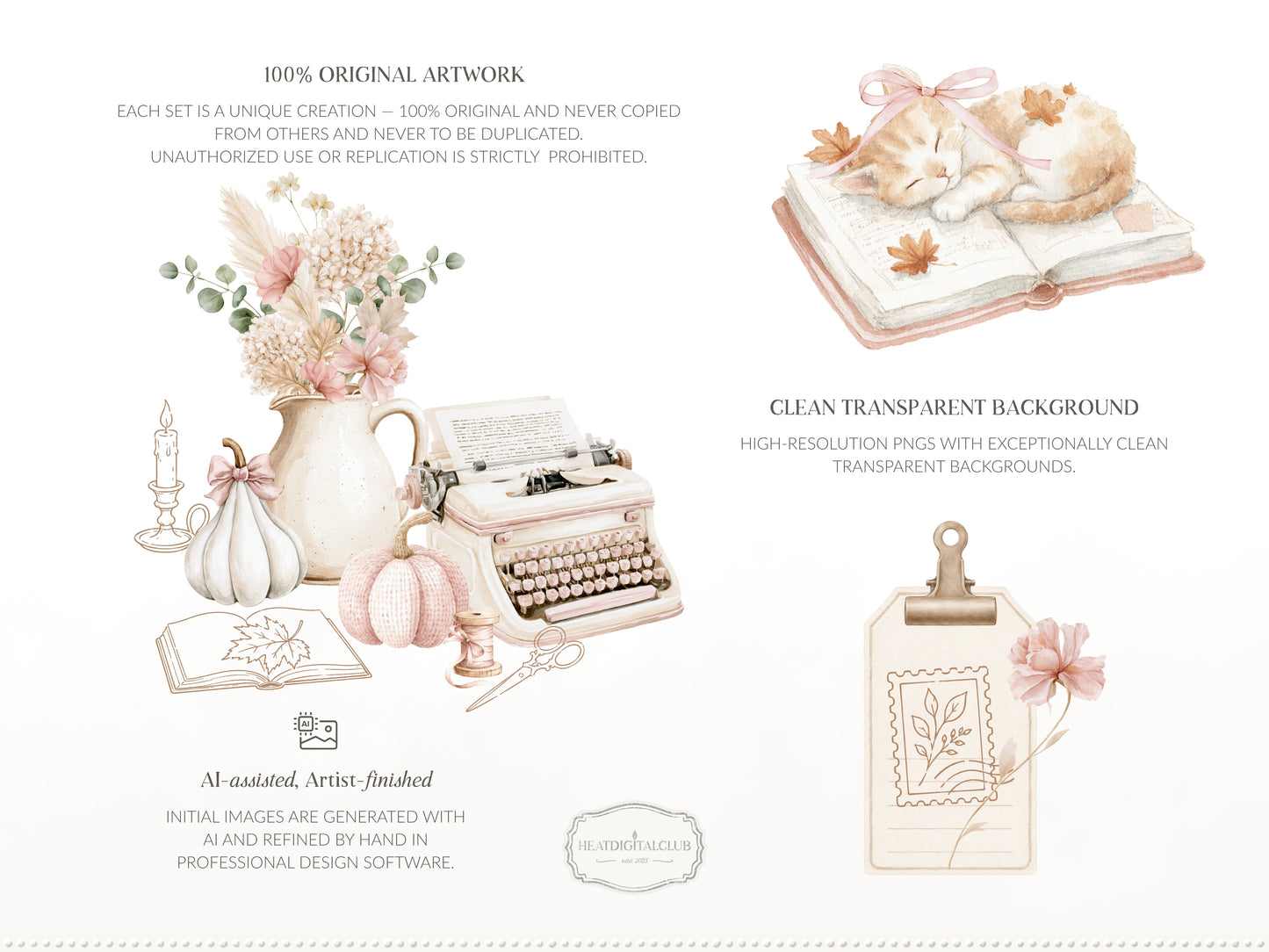 Fall Notes - Clipart Collection, Autumn Planner, Cozy Stationery, Book Lover, Journal Graphics | 90 PNG/JPEG