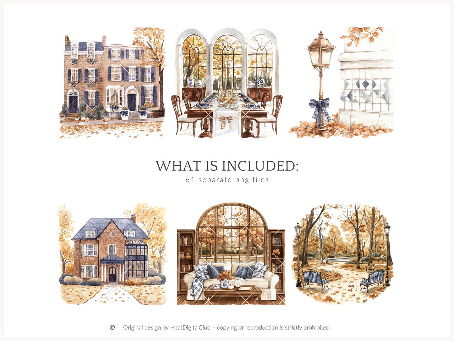 Autumn Residence -  Elegantl Clipart, Grandmillennial Fall Clipart | 61 PNG