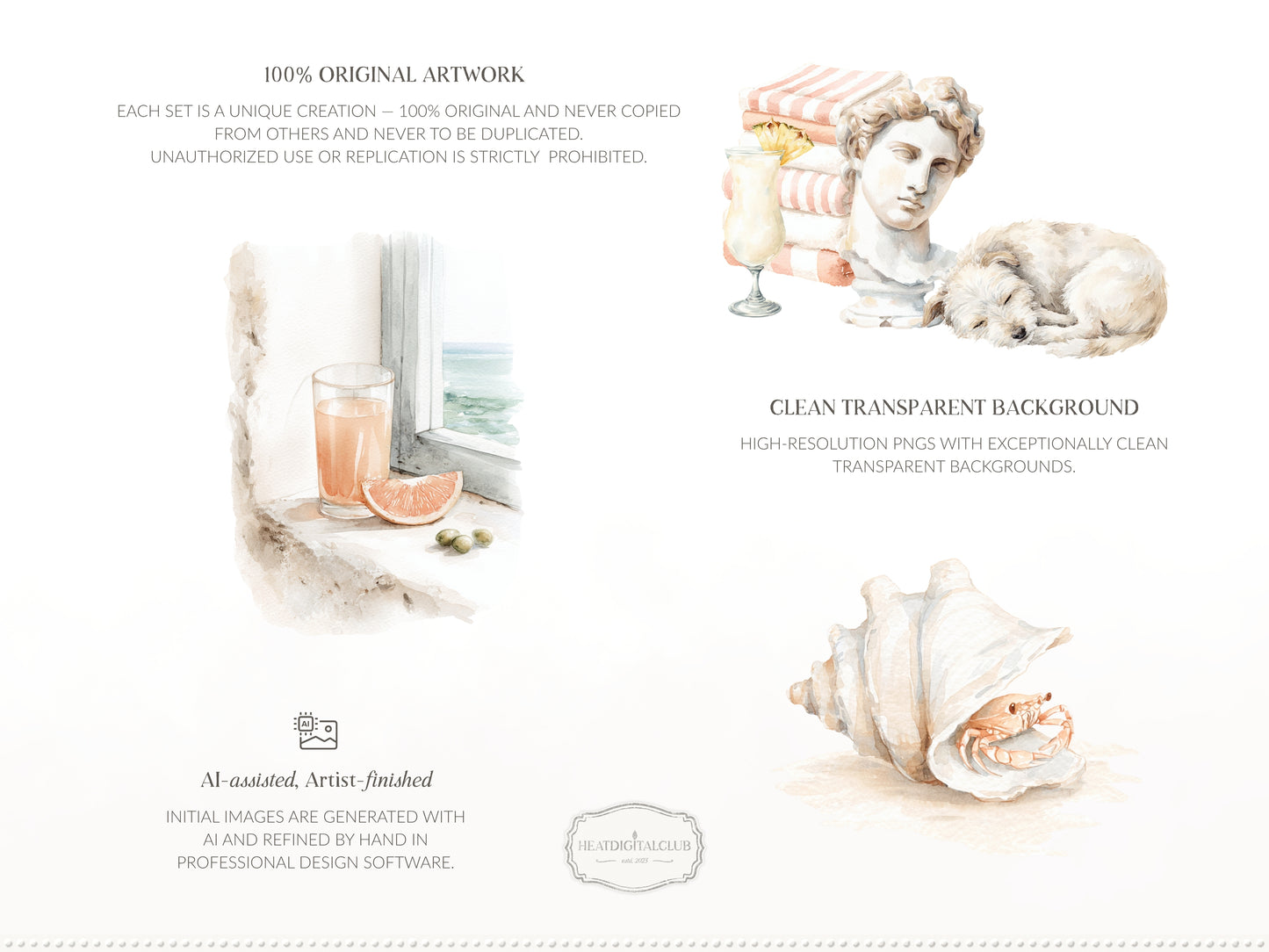 Grapefruit Breeze - Summer Clipart, Mediterranean Beach, Coastal Aesthetic, Citrus, Vacation | 60 PNG