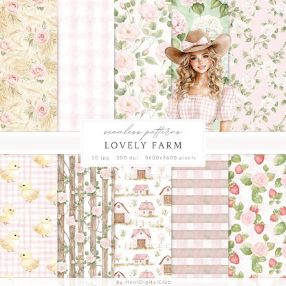 Lovely Farm - Collection Bundle, Coquette Farm Girl, Pink Country | 90 PNG/JPEG