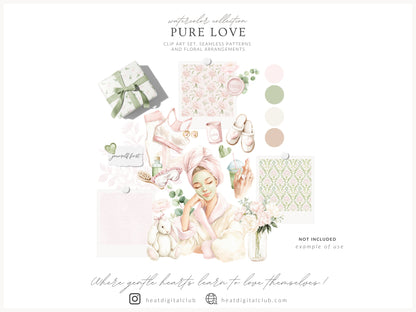 Pure Love - Clipart, Self Love, Wellness Spa Coquette Aesthetic, Valentines Day | 66 PNG