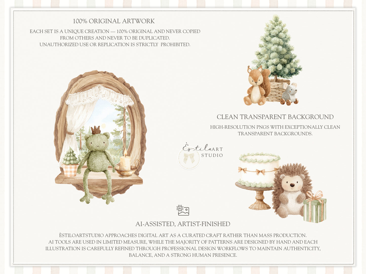 Woodland Atelier - Clipart, Forest Nursery, Plush Animals, Woodland Toys, Baby Shower, Heirloom | 98 PNG
