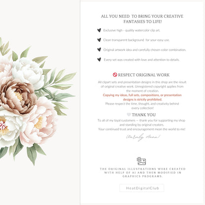 Blush Academia - Floral Arrangements, Peonies, Light Academia Flowers | 12 PNG
