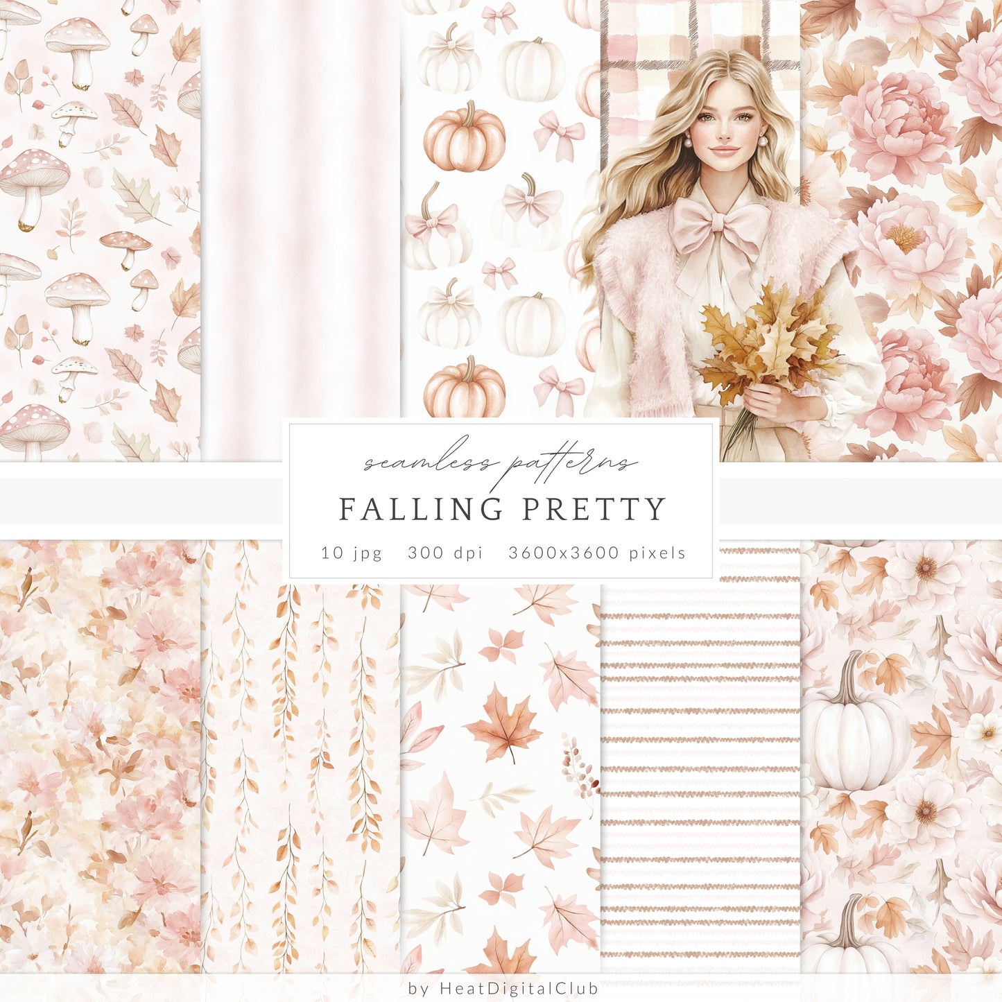 Falling Pretty - Collection Bundle, Autumn, Pink Pumpkins, Cozy, Coquette | 95 PNG/JPEG