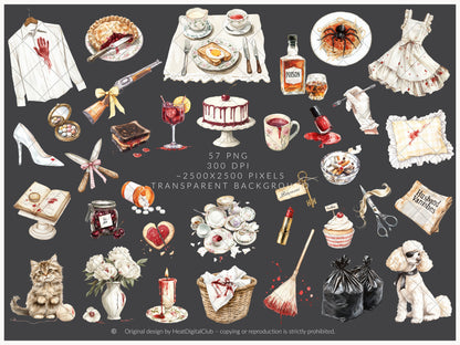 Bad Housewife - Retro Halloween Clipart, Housewife, Domestic Horror | 57 PNG