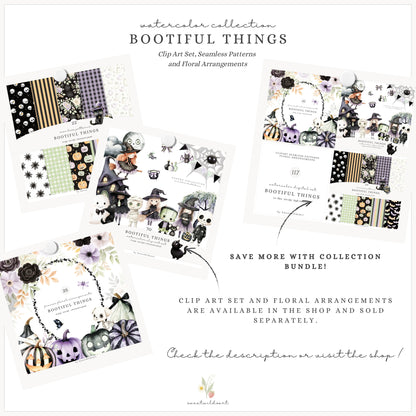 Bootiful Things - Halloween Pattern, Spooky Cute, Ghosts, Stars, Pumpkins | 22 JPEG